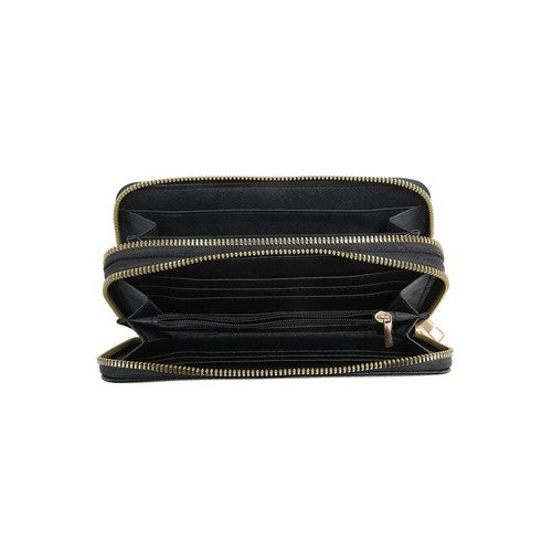 Double Zip Wristlet Purse in Black