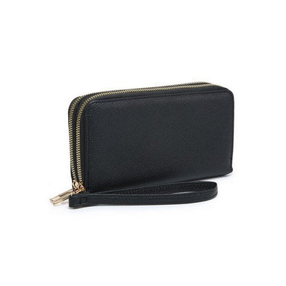 BC1165L Double Zip Wristlet Purse in Black