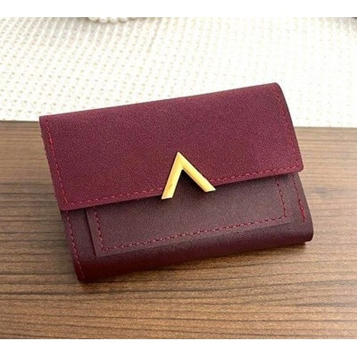 U-277 Badge Trifold Compact Wallet in Wine