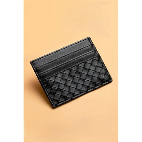 U-811 Weave Card Holder Wallet in Black