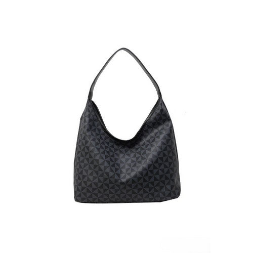U-824 Boheme Monogram Shoulder Tote Bag in Black