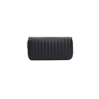 U-821 Weave Single Zip Purse in Black