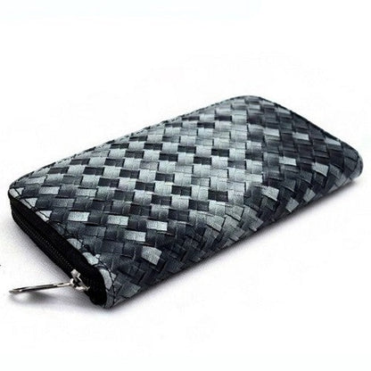 Weave Ombre Single Zip Purse in Black