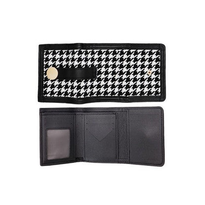 BAG-1218-2197 Houndstooth Tri-Fold Wallet in Black