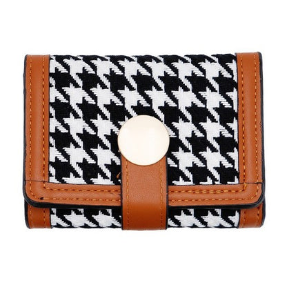 Houndstooth Tri-Fold Wallet in Brown
