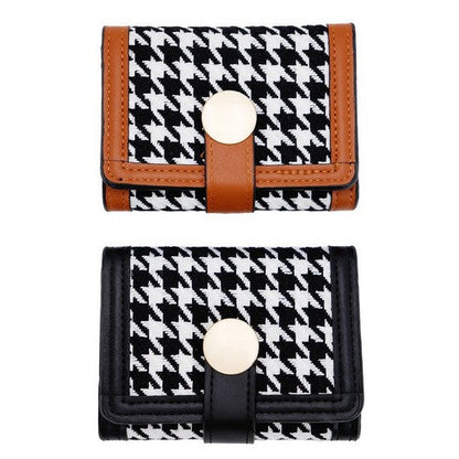Houndstooth Tri-Fold Wallet in Brown