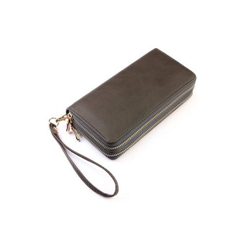 HDG2000 Double Zip Purse in Dark Grey