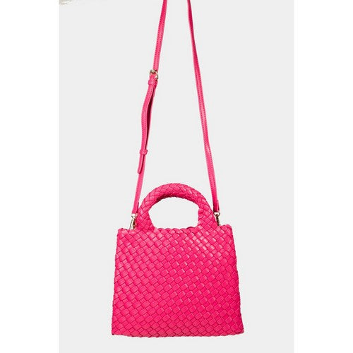 BGA6329 Antik Kraft Hand Woven Tote in Fuchsia