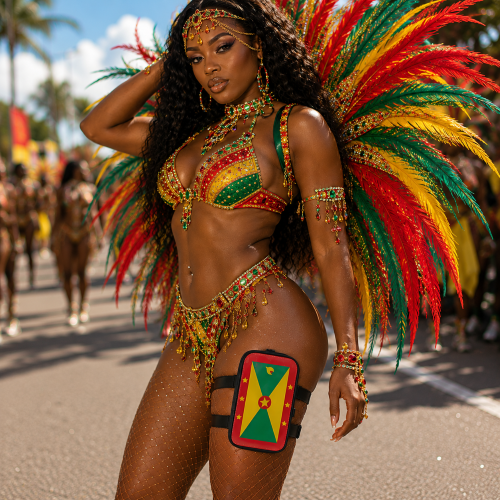 3-Way Thigh Bag in Grenada Flag Design
