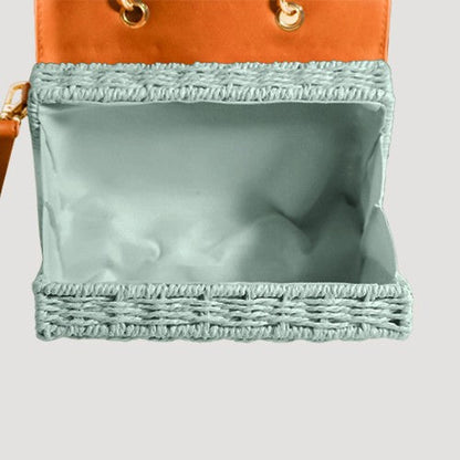Bamboo Handle Straw Mini Bag in Green