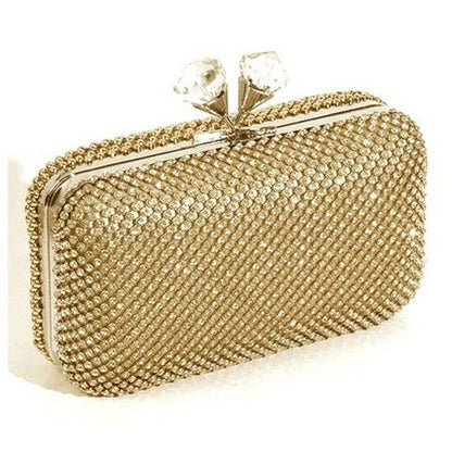 WO-21 Double Gem Rhinestone Snap Clutch in Gold