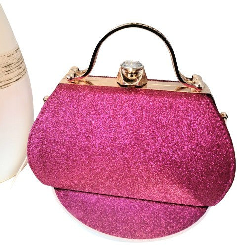 YH316 Double Gem Rhinestone Snap Clutch in Plum Fuchsia
