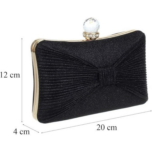 Bow Front Glitter Clutch in Black