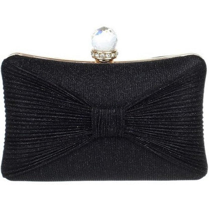 YH317 Bow Front Glitter Clutch in Black
