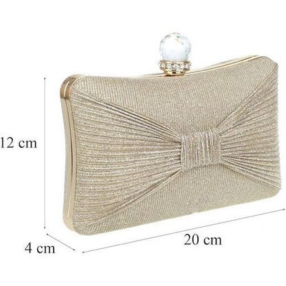 Bow Front Glitter Clutch in Gold