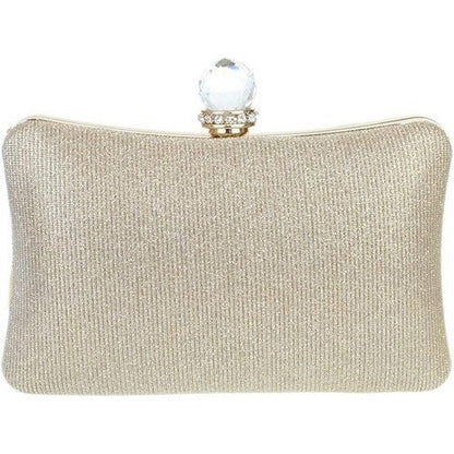 Bow Front Glitter Clutch in Gold