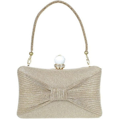 Bow Front Glitter Clutch in Gold