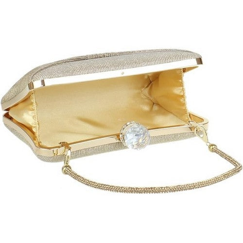 Bow Front Glitter Clutch in Gold