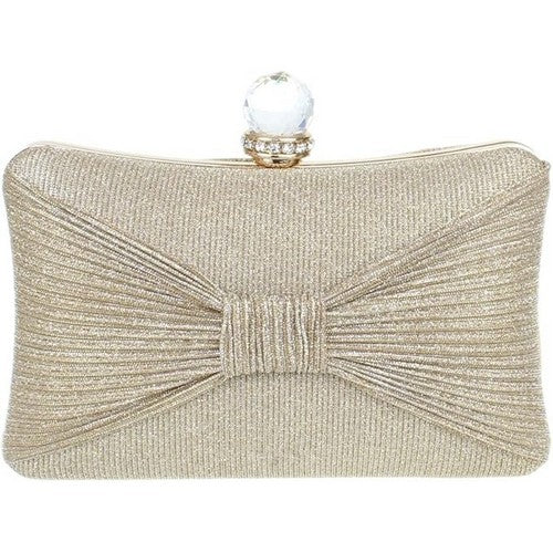 YH317 Bow Front Glitter Clutch in Gold