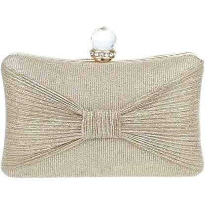 YH317 Bow Front Glitter Clutch in Gold