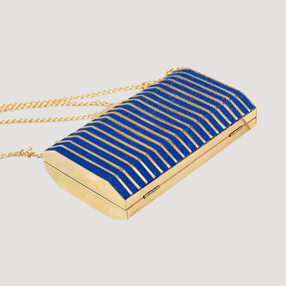 W93 Caged Metal Snap Clutch in Blue