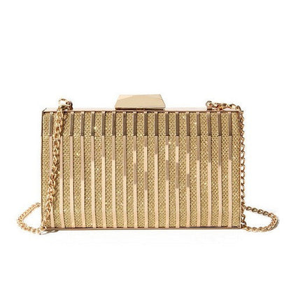 Caged Metal Snap Clutch in Gold