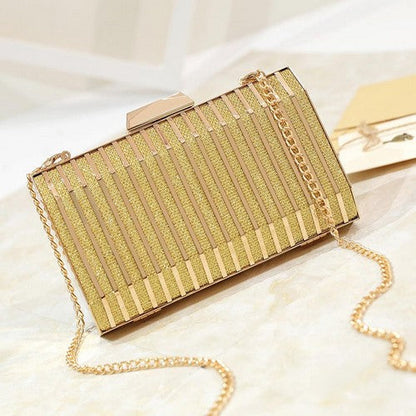W93 Caged Metal Snap Clutch in Gold