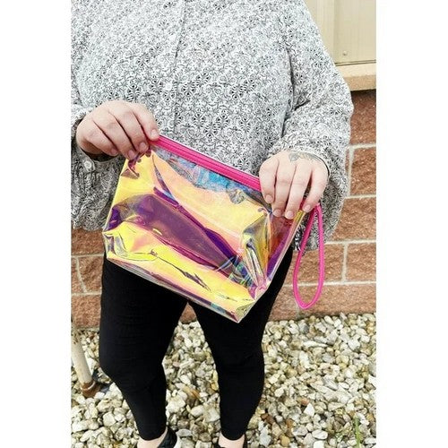 Love Ellie Irridescent 2pc Makeup Bag Set in Pink