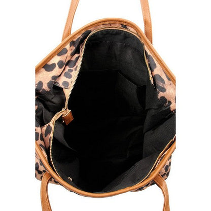 Leopard Print Shoulder Bag in Brown