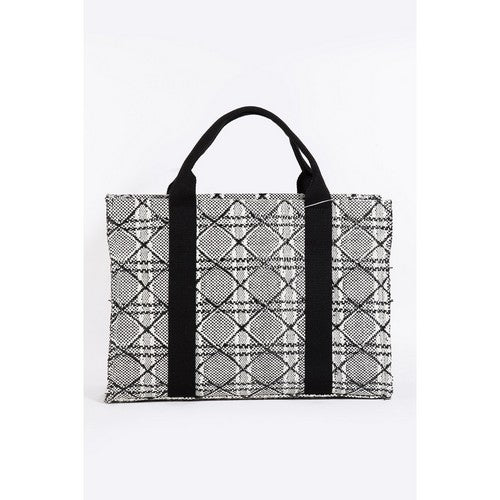 MMA8982 Geometric Pattern Tote Bag in Black & White