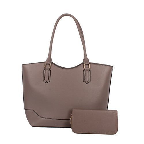 2105 Smooth 2pc Handbag & Purse Set in Grey