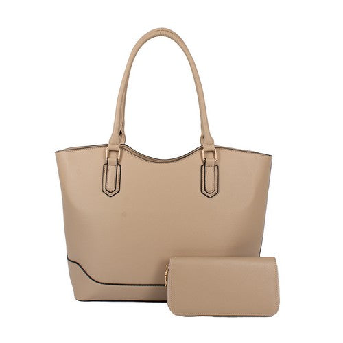 2105 Smooth 2pc Handbag & Purse Set in Khaki