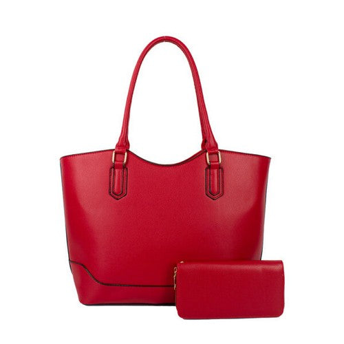 2105 Smooth 2pc Handbag & Purse Set in Red