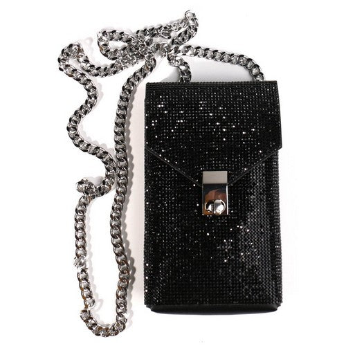 BLBAGBK Rhinestone Side Bag in Black