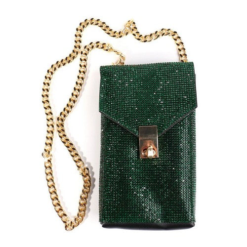 BLBAGGRN Rhinestone Side Bag in Green