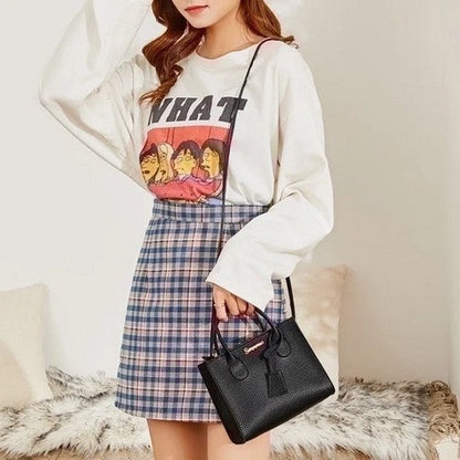 Pebbled Leather Mini Tote in Black