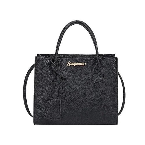 Pebbled Leather Mini Tote in Black
