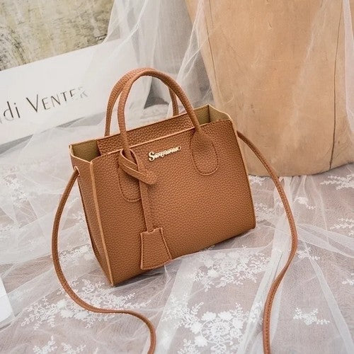 332927 Pebbled Leather Mini Tote in Brown