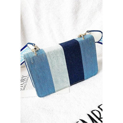 DENIM-B-016 Patchwork Denim Clutch Side Bag
