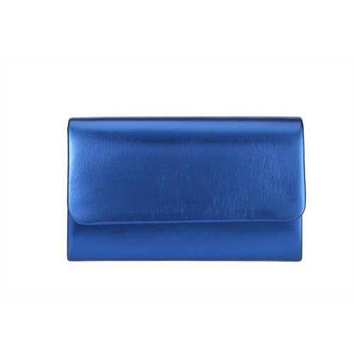 HBG105022 Square Metallic Envelope Clutch in Navy