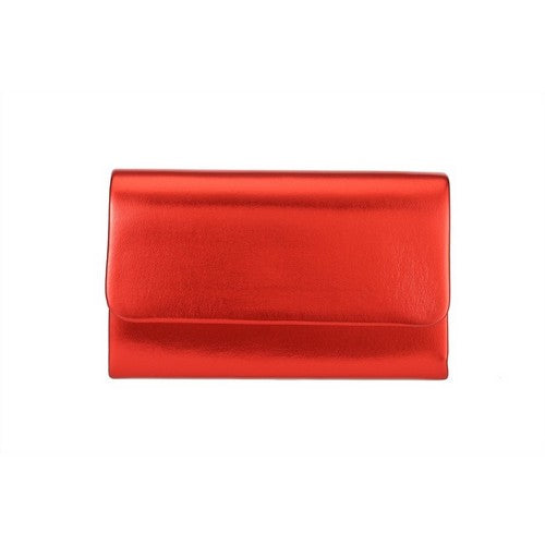 HBG105022 Square Metallic Envelope Clutch in Red