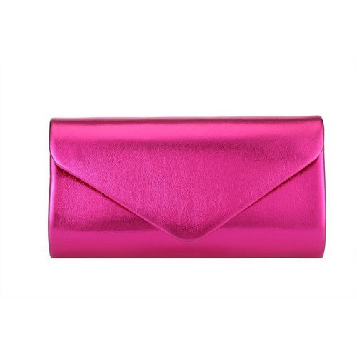 HBG105021 Metallic Envelope Clutch in Fuchsia