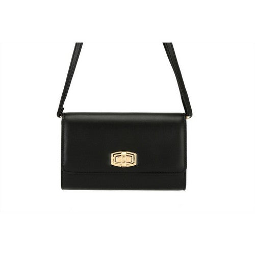 Twist Lock Envelope Box Clutch in Black