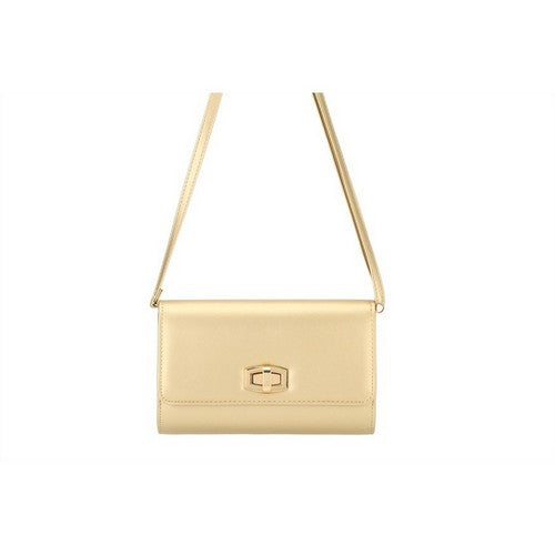 Twist Lock Envelope Box Clutch in Gold