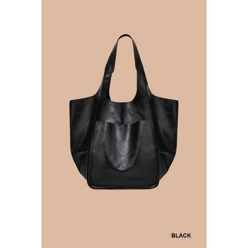 Vegan Leather Oversize Slouch Bag in Black