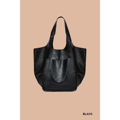 Vegan Leather Oversize Slouch Bag in Black