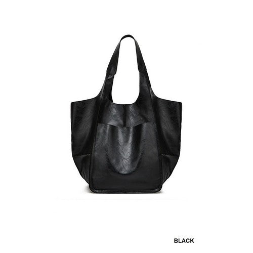 Vegan Leather Oversize Slouch Bag in Black