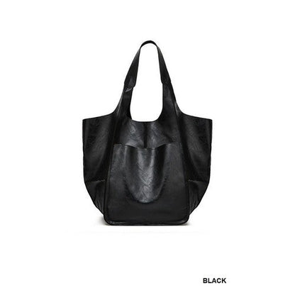 Vegan Leather Oversize Slouch Bag in Black