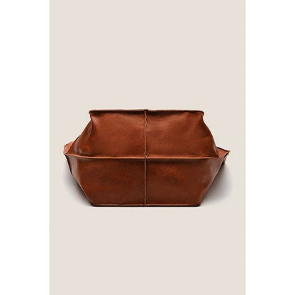Vegan Leather Oversize Slouch Bag in Camel