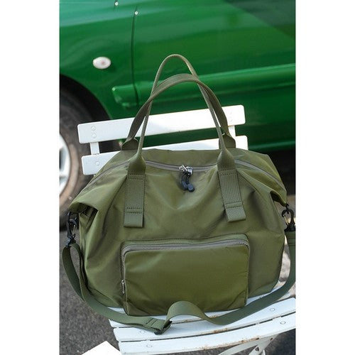 Packable Folding Duffle Tote Bag in Army Green